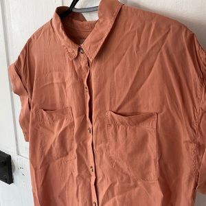 Burnt Orange Button Down Frayed Hem Dress Size MEDIUM